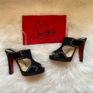 CHRISTIAN LOUBOUTIN Studded Suede Leather Mules
